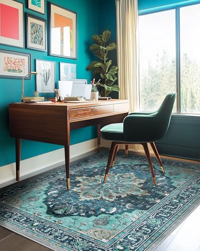 Washable Area Rug (Teal / 5' x 8' (Rectangular))