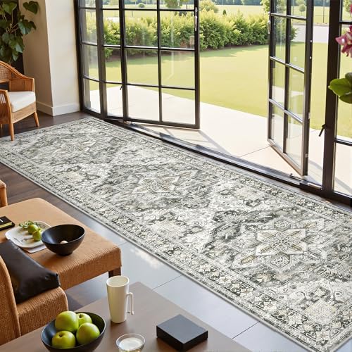Kitchen Runner Rug Non Slip Washable Rugs 2.5x10 (Grey/Beige / 2'6" x 10' (Runner))