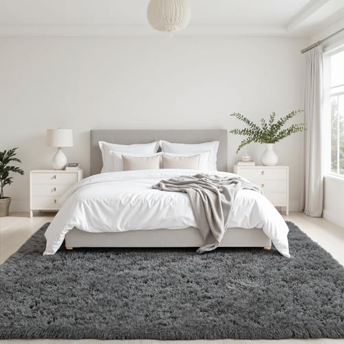 5x8 Fluffy Shag Area Rugs for Living Room Bedroom (Grey / 5' x 8' (Rectangular))