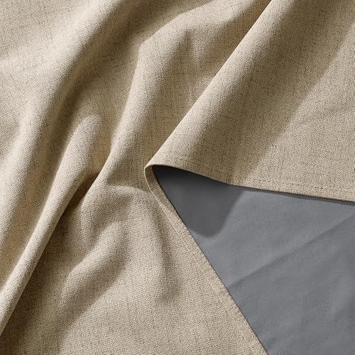 Burlap Linen Textured 100% Blackout Curtains 108 Inches for Loft (Burlap / 52"W x 108"L (Pack of 2))