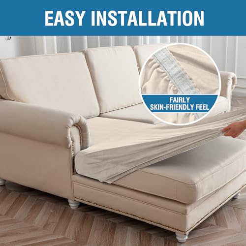 Couch Cover Stretch Velvet Sofa Cushion Cover 3 (Cream / 3PC Seater or Backrest)