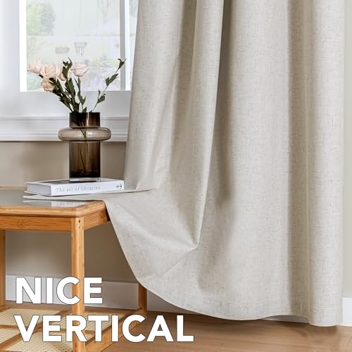 100% Blackout Linen Curtains 84" L 2 Panels Heathered Linen (Heathered Linen / 52"W x 84"L (Pack of 2))