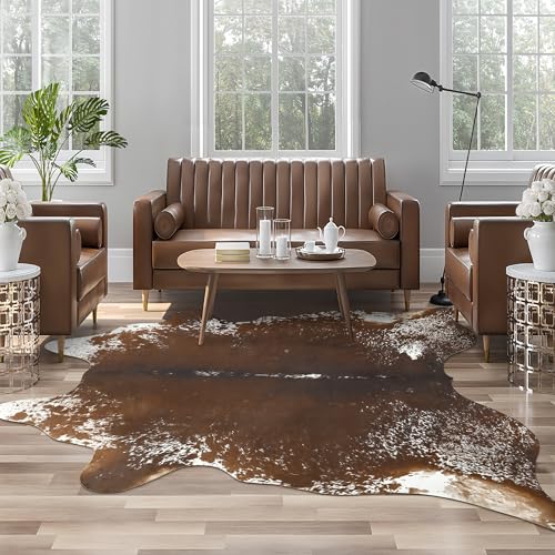 Faux Cowhide Rug (5'2" x 4'7" (5.2x4.6 ft) / Spotted Brown)