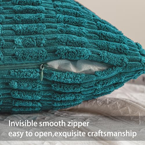 Pack of 2 Corduroy Decorative Throw Pillow Covers 18x18 Inch (Turquoise / 18" x 18" (Pack of 2))