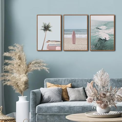Ocean Beach Framed Canvas Wall Art (Beach / 24"L x 36"W)