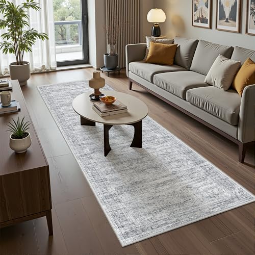 2x10 Runner Rug Non Slip (Grey/Ivory / 2' x 10' (Runner))
