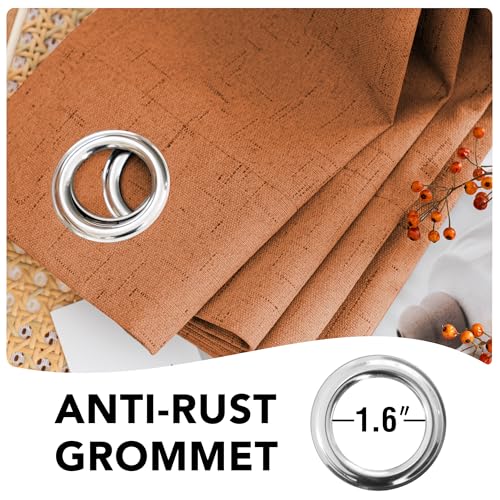 100% Blackout Linen Curtains 72" L 2 Panels Orange (Orange / 52"W x 72"L (Pack of 2))