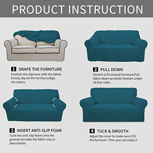 Stretch Oversized Chair Slipcover with Arm Washable Peacock Blue (Small-XL Chair / Peacock Blue)