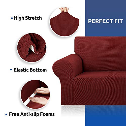Stretch Couch Covers for Sofa (Dark Red / Large)