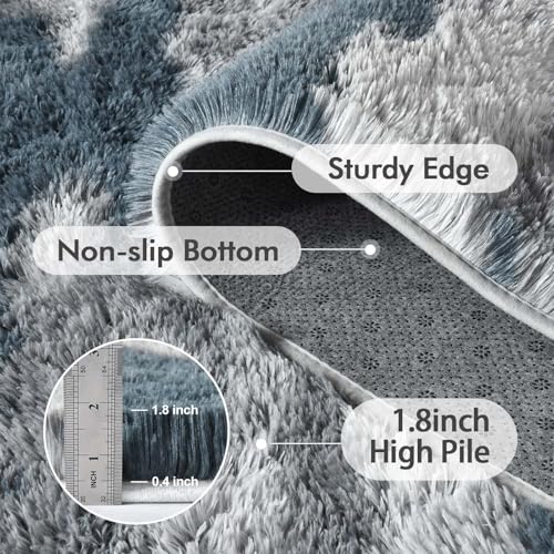 8x10 Ft Extra Large Shag Rugs for Living Room (Dd Blue 4sm02 / 8' X 10' (Rectangular))