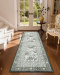 Provence Fog 2x6 Washable Kitchen Runner Rugs Non Slip Vintage Boho Cottage Long Rug for Hallways Bedroom Entryway Bathroom Mat with Rubber Back (Provence Fog / 2' x 6' (Runner))