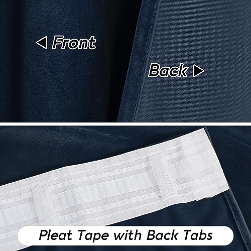 Velvet Curtains 102 inches Long (Navy Blue / 52"W x 102"L (Pack of 2))