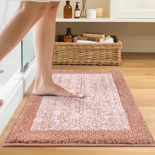 Bathroom Rugs 24x17 Non Slip Washable (Pink / 1'5" x 2' (Rectangular))