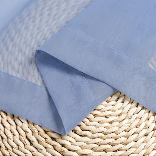 Sheer Curtains 90 inches Long 2 Panels (Denim Blue / 42"W x 90"L (Pack of 2))