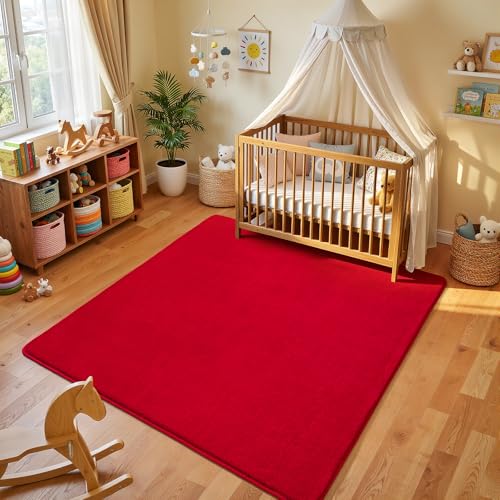 5x5 Square Area Rugs for Bedroom Living Room (5' x 5' (Square) / Red)
