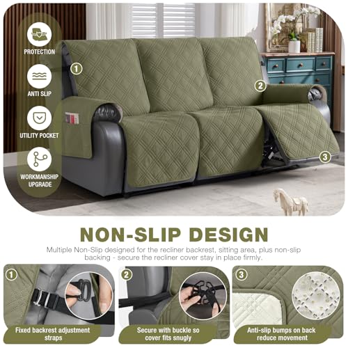 100% Waterproof Recliner Sofa Cover (Green / 3 Seater Standard)