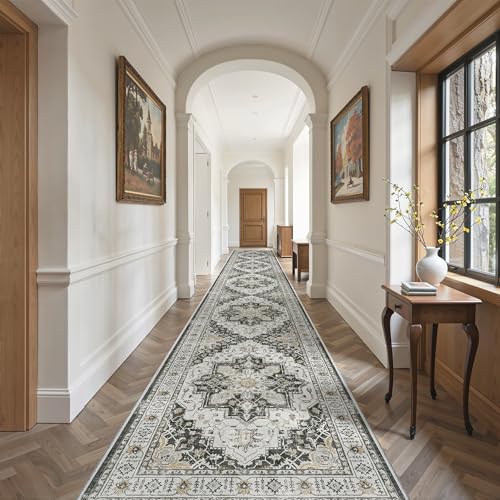 Hallway Runner Rug 3x18 Washable Kitchen Runners 18ft (Black / 3' x 18' (Runner))