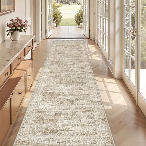 3x12 Runner Rug Non Slip (Brown/Ivory / 3' x 12' (Runner))