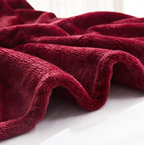 Large Flannel Fleece Throw Blanket (60"x80" / Burgundy)
