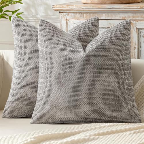 Decorative Light Gray Euro Sham Pillow Covers 24x24 Inch 2 Pack (24" x 24" (Pack of 2) / Light Gray)