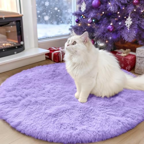 Light Purple Round Rugs for Bedroom (3 Ft Round / Light Purple)