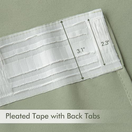 Sage Green Back Tab Blackout Curtains 52x120 Inch Long 2 Panels Set (Sage Green / 52"W x 120"L (Pack of 2))