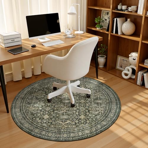 4ft Area Rugs for Living Room Bedroom (Green / 4' (Round))