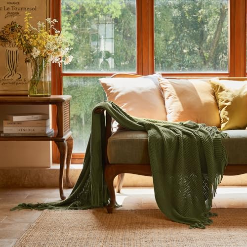 Throw Blanket for Couch (C-dark Green / 50*60'')