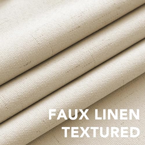 100% Blackout Linen Curtains 102" L 2 Panels Bleached Sand (Bleached Sand / 52"W x 102"L (Pack of 2))