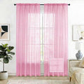Check Sheer Curtains 54 Inches 2 Panels Set (Check - Pink / 52"W x 54"L (Pack of 2))
