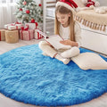 Bright Blue Round Rugs for Bedroom (4 Ft Round / Bright Blue)