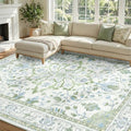 Washable Area Rug (Green/White/Blue / 8' x 10' (Rectangular))