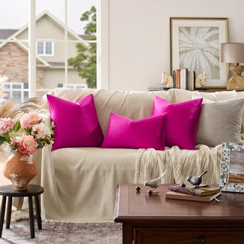 Hot Pink Velvet Pillow Covers 18x18 Decorative Pillows Pack of 2 (Hot Pink / 18" x 18" (Pack of 2))