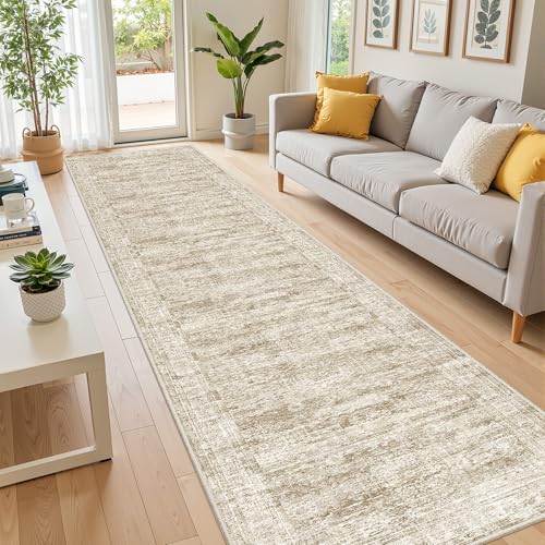 2x10 Runner Rug Non Slip (Brown/Ivory / 2' x 10' (Runner))