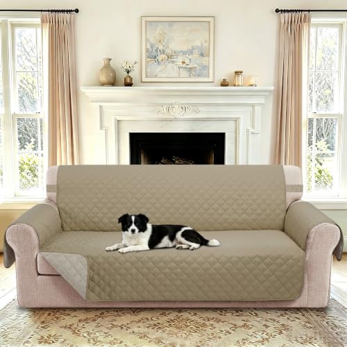 Reversible Sofa Cover for 3 Cushion (Camel/Beige / Sofa L - Large (68''))