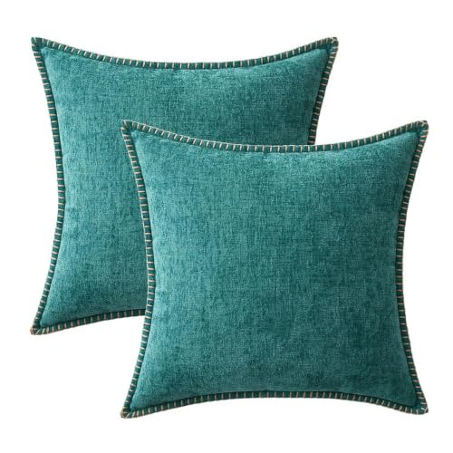 Decorative Couch Throw Pillow Covers 18x18 Inch Teal 2 Pack (Teal / 18" x 18" (Pack of 2))