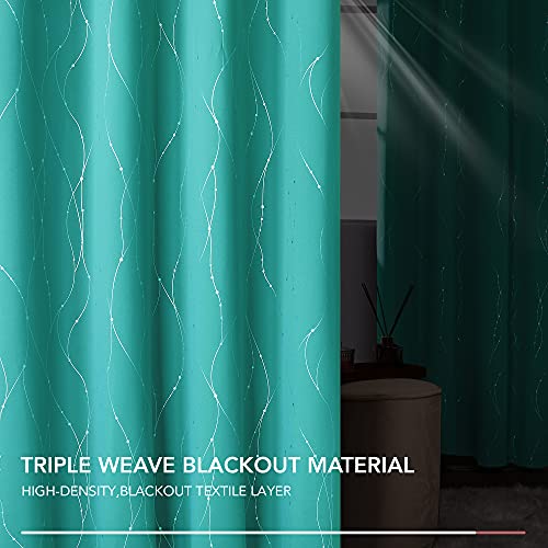Living Room Curtains 54 Inches Long (Turquoise/Wave Dots / 42"W x 54"L (Pack of 2))