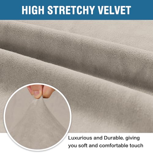 Stretch Velvet Sofa Covers Large Couch Covers Furniture Protector Soft with Non Slip Elastic Bottom (French Oak / XL Sofa)