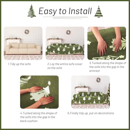 71"X118" Loveseat Christmas Couch Cover (71" x 118" / 6# Christmas Green)