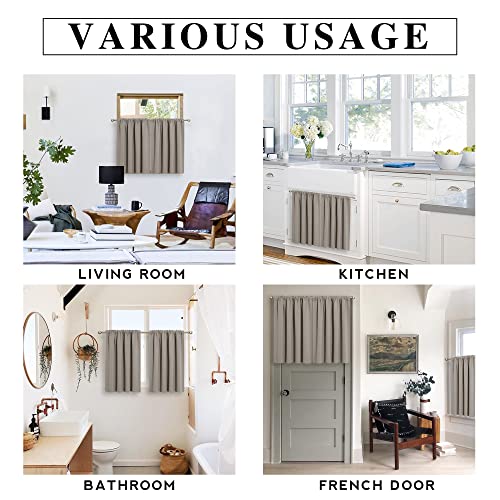 Short Blackout Curtains for Small Window Kitchen Bathroom Cafe RV (Sand / 52"W x 36"L (Pack of 2))