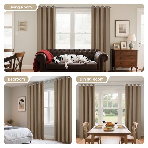 Blackout Curtains 95 Inches Long 1 Panel (Khaki / 70"W x 95"L (Pack of 1))