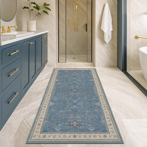Boho 2x5 Kitchen Rugs Non Slip (2' x 5' (Runner) / Dusty Blue)