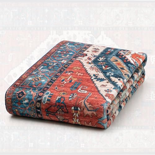 4x6 Washable Non Slip Boho Area Rug for Bedroom (Rust/Multi / 4' x 6' (Rectangular))