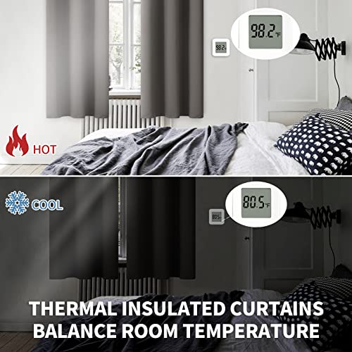 Grey Blackout Curtains for Bedroom 63 Inch Long (Grey / 42"W x 63"L (Pack of 2))