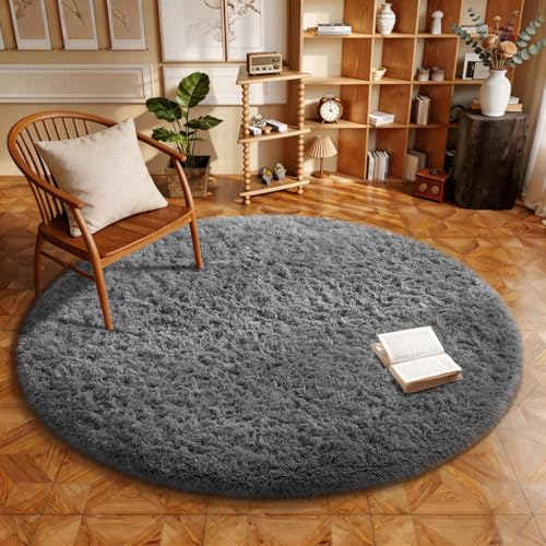Round Rug 5Ft Grey Circle Area Rugs (1- Grey / 5' (Round))