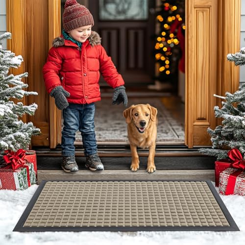 Front Door Mat Outside Entrance (Beige / 35" X 23")
