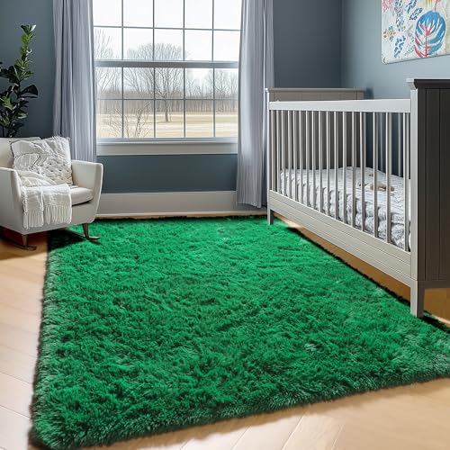 Dark Green Area Rugs for Bedroom Living Room (Dark Green / 4' x 6' (Rectangular))