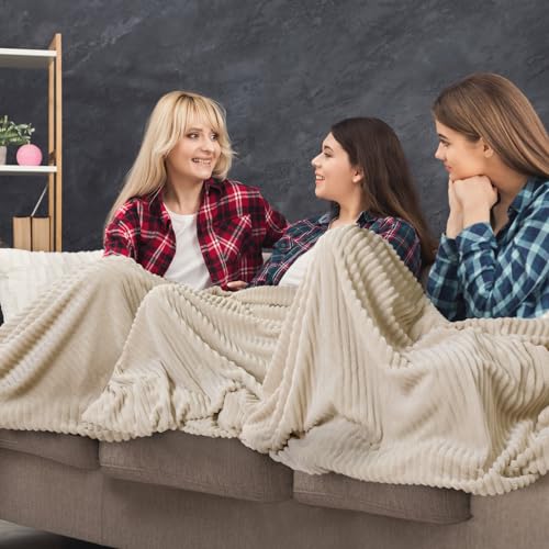 12 Pcs Flannel Blankets Bulk (Beige)