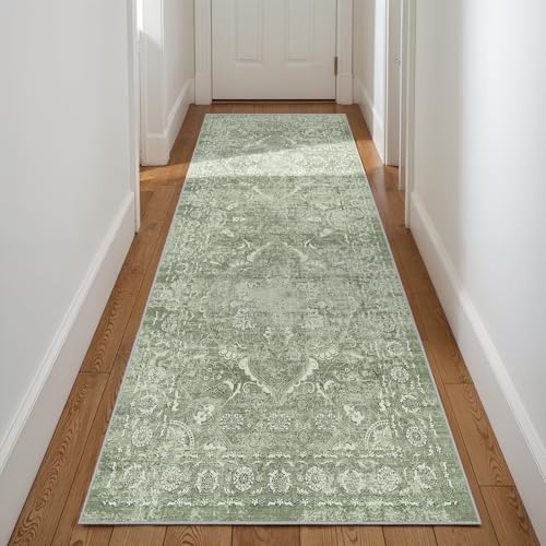 3x8 Washable Runner Rug (Muted Sage Green / 3x8)
