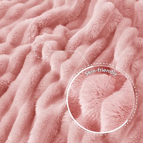 Striped King Size Fleece Blanket for Bed (Pink / King ( 90x104 IN ))